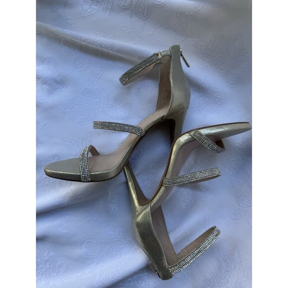 Kelly & Katie Sz 9 M Gold Metallic Courtney Jeweled Stiletto Heels Party - Picture 3 of 16